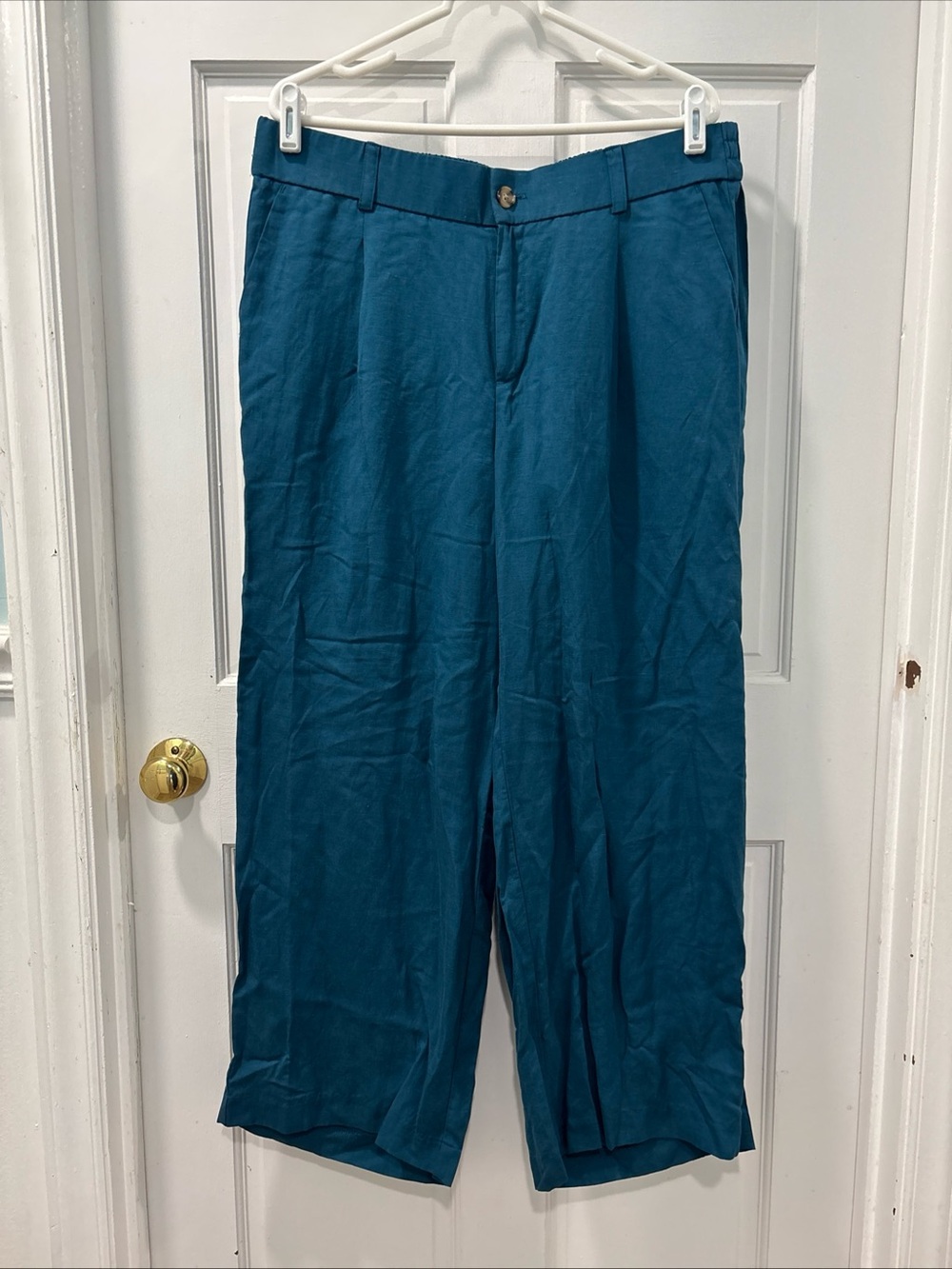Torrid Women’s Wide Leg Studio Linen Hi Rise Pants Size 14S Legion Blue NWT